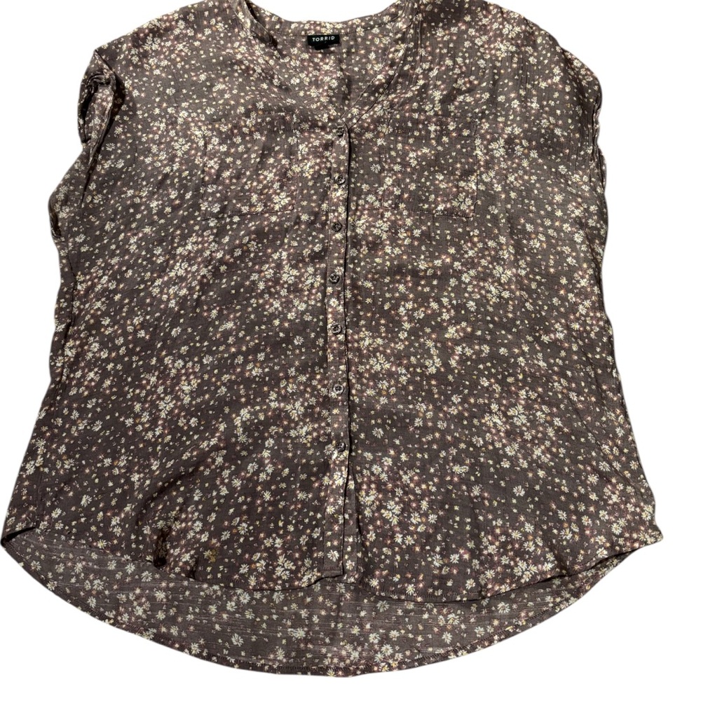 Torrid Floral Gauze Dolman Buttondown Hi Lo